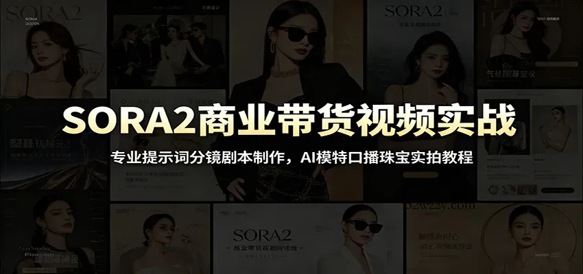 SORA2商业带货视频实战：专业提示词分镜剧本制作，AI模特口播珠宝实拍教程-微众资源