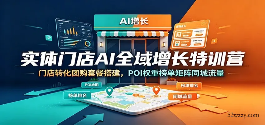 实体门店AI全域增长特训营：门店转化团购套餐搭建，POI权重榜单矩阵同城流量-微众资源