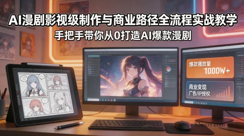 AI漫剧影视级制作与商业路径全流程实战教学，手带你从0打造AI爆款漫剧-微众资源