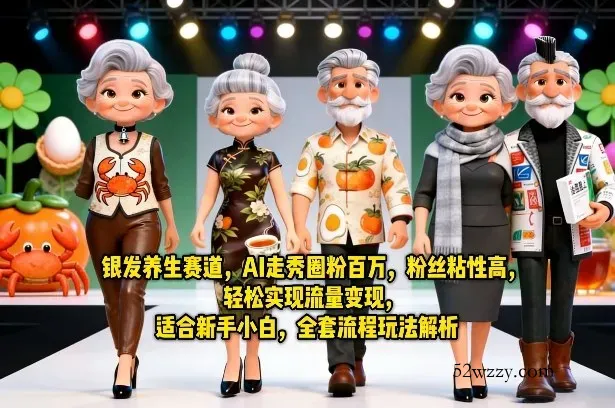 银发养生赛道，AI走秀圈粉百万，粉丝粘性高，轻松实现流量变现，适合新手小白，全套流程玩法解析-微众资源