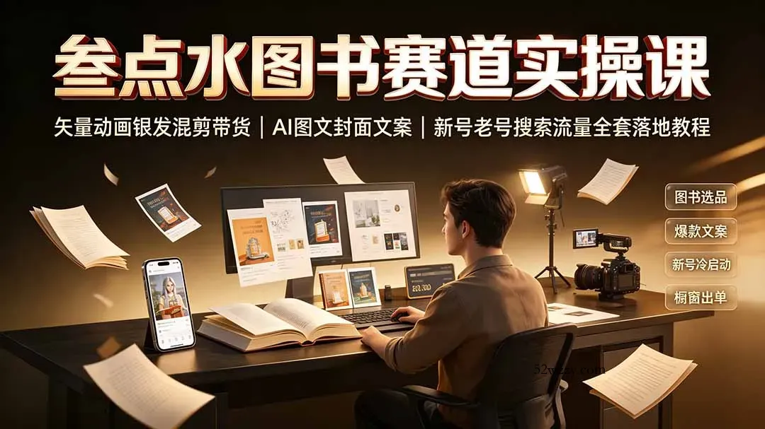 叁点水图书赛道实操课｜矢量动画银发混剪带货，AI图文封面文案，新号老号搜索流量全套落地教程-微众资源