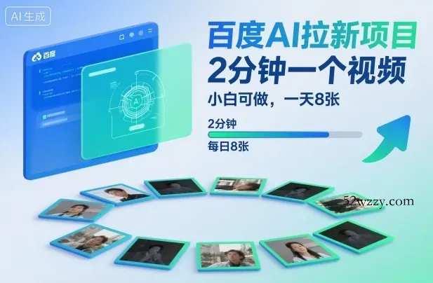 百度AI拉新项目，2分钟一个视频，小白可做，一天8张【附案例+保姆级教程】-微众资源