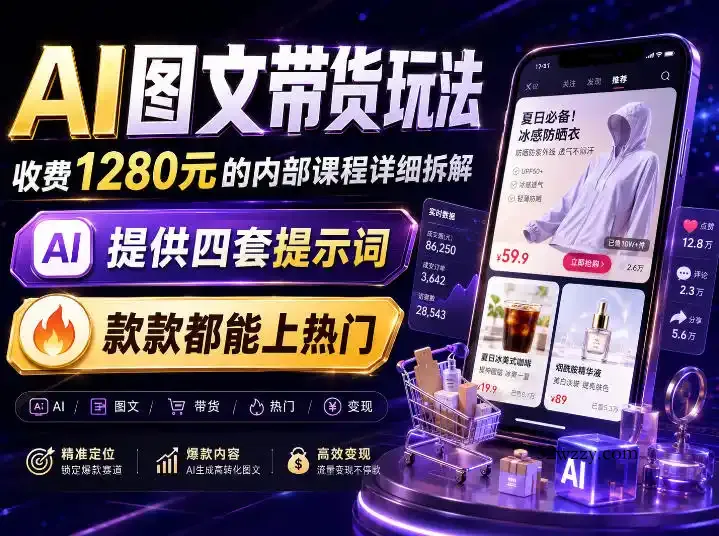 AI图文带货内部玩法，1280内部课程对外系统拆解，看完直接上手变现！-微众资源