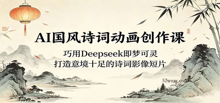 AI国风诗词动画创作课：巧用Deepseek即梦可灵，打造意境十足的诗词影像短片-微众资源