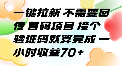 一键拉新 不需要回传 首码项目 接个验证码就算完成 一小时收益70+【揭秘】-微众资源