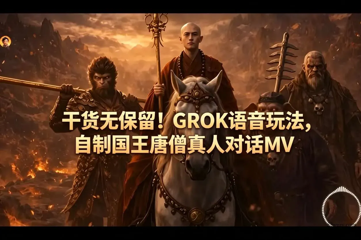 干货无保留！GROK语音玩法，自制国王唐僧真人对话MV-微众资源