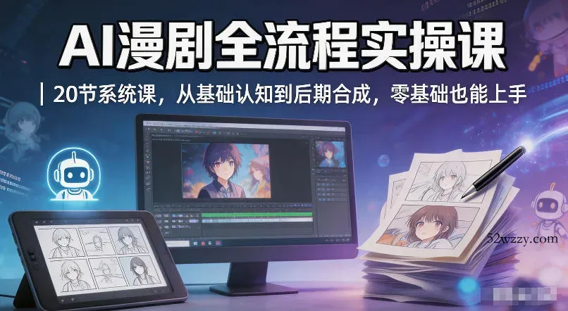AI漫剧全流程实操课｜20节系统课，从基础认知到后期合成，零基础也能上手-微众资源