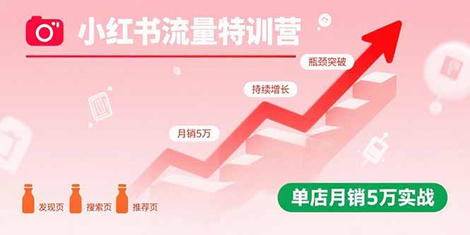 小红书流量特训营：突破流量瓶颈，实现店铺持续增长，单店月销5万实战-微众资源