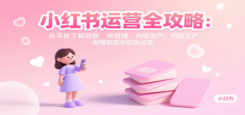 小红书运营全攻略：从平台了解到账号搭建、内容生产，做爆款库与矩阵运营-微众资源