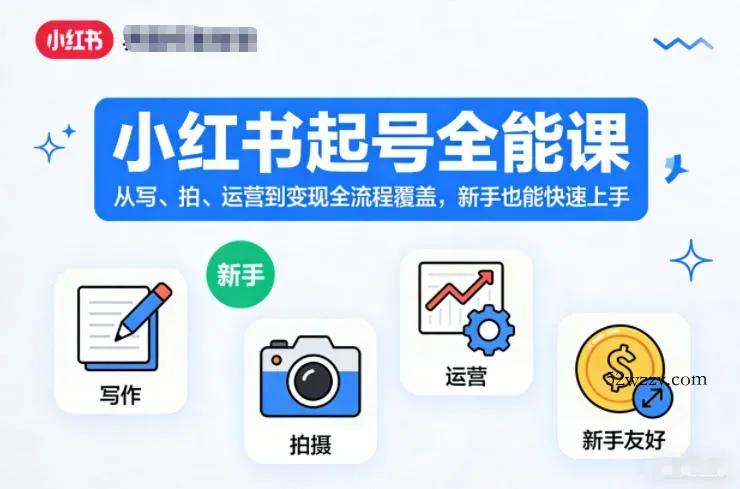 小红书起号全能课，从写、拍、运营到变现全流程覆盖，新手也能快速上手-微众资源