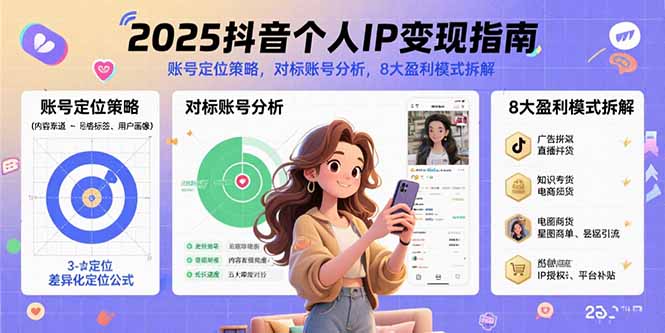 2025抖音个人IP变现指南，账号定位策略，对标账号分析，8大盈利模式拆解-微众资源