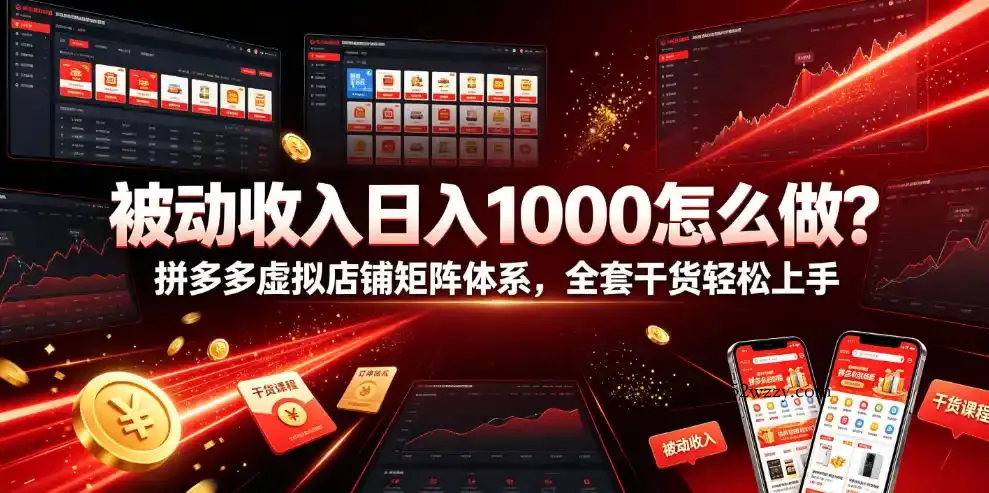 被动收入日入1000怎么做？拼多多虚拟店铺矩阵体系，全套干货轻松上手【揭秘】-微众资源