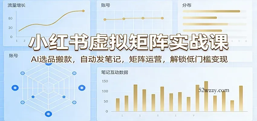 小红书虚拟矩阵实战课：AI选品搬款，自动发笔记，矩阵运营，解锁低门槛变现-微众资源