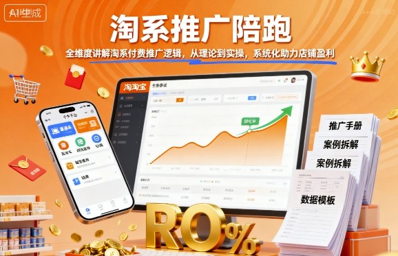 淘系推广陪跑，全维度讲解淘系付费推广逻辑，从理论到实操，系统化助力店铺盈利-微众资源