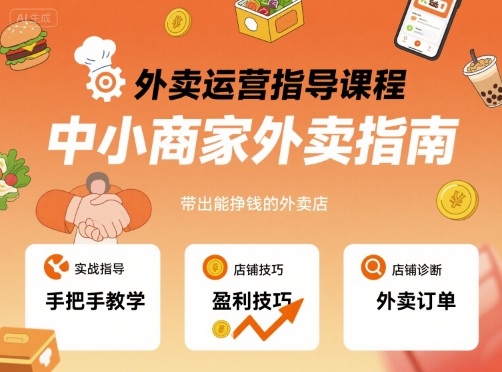 外卖运营指导课程，中小商家外卖指南，手把手带出能挣钱的外卖店-微众资源
