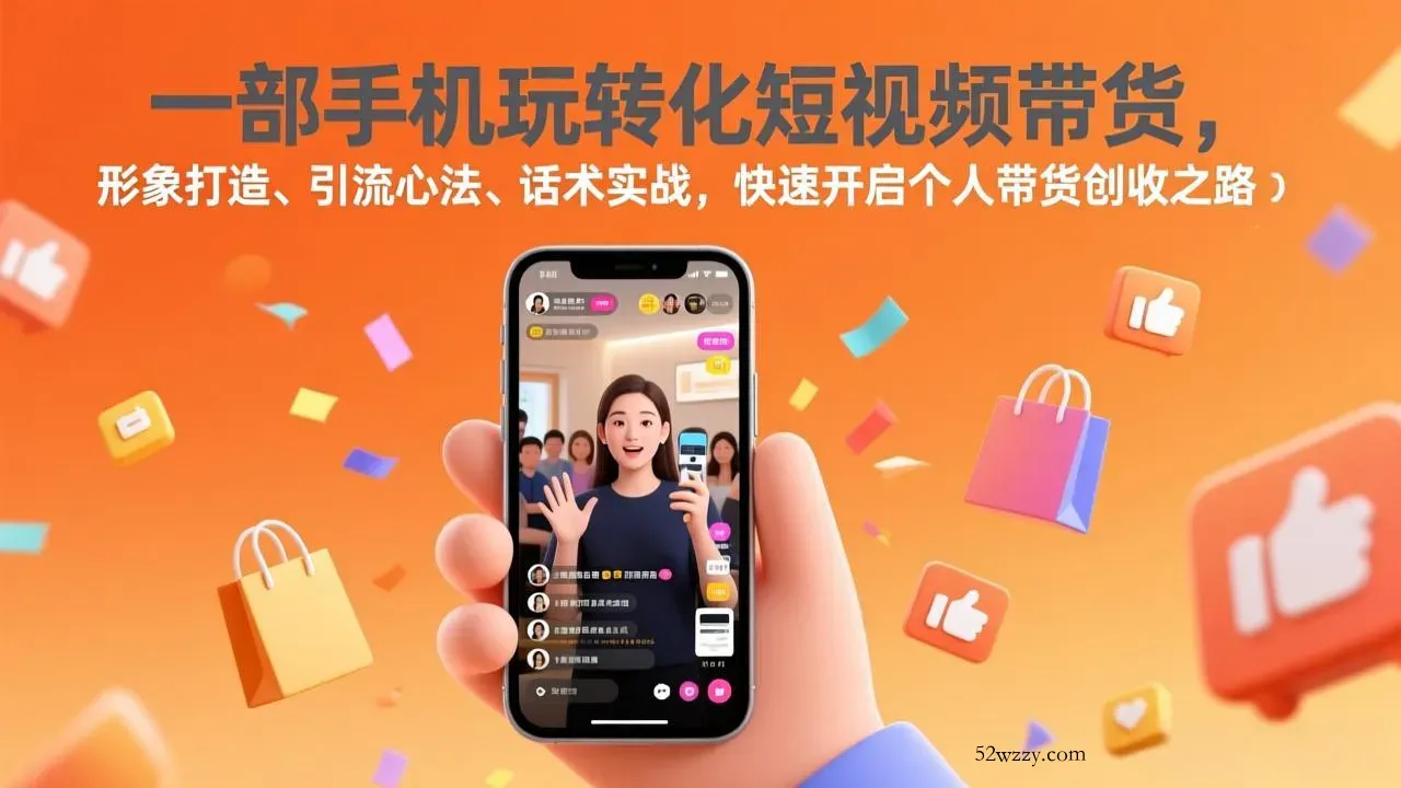 一部手机玩转化短视频带货,形象打造、引流心法、话术实战,快速开启个人带货创收之路-微众资源