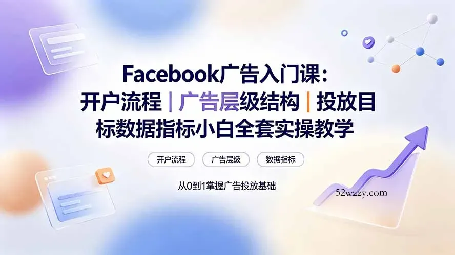 Facebook广告入门课：开户流程｜广告层级结构｜投放目标数据指标小白全套实操教学-微众资源