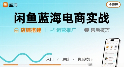 闲鱼蓝海电商实战，店铺搭建运营售后全流程-微众资源