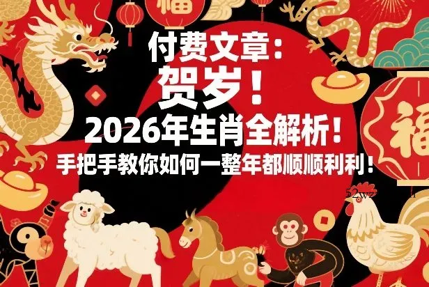 付费文章：贺岁！2026年生肖全解析！手把手教你如何一整年都顺顺利利！-微众资源