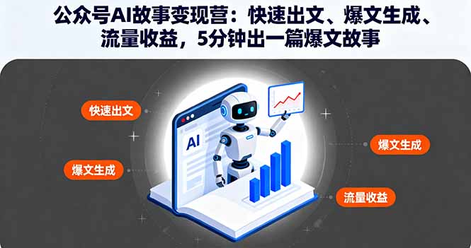 公众号AI故事变现营：快速出文、爆文生成、流量收益，5分钟出一篇爆文故事-微众资源
