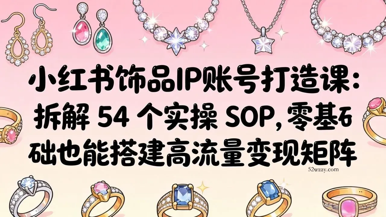 小红书饰品IP账号打造课：拆解 54 个实操 SOP，零基础也能搭建高流量变现矩阵-微众资源