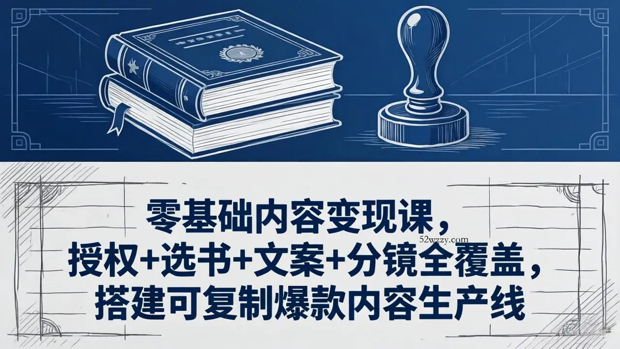 零基础内容变现课，授权+选书+文案+分镜全覆盖，搭建可复制爆款内容生产线-微众资源