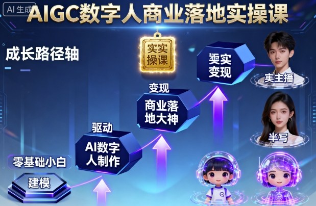 AIGC数字人商业落地实操课，从零基础小白到AI数字人大神-微众资源