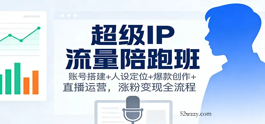 超级IP流量陪跑班：账号搭建+人设定位+爆款创作+直播运营，涨粉变现全流程-微众资源