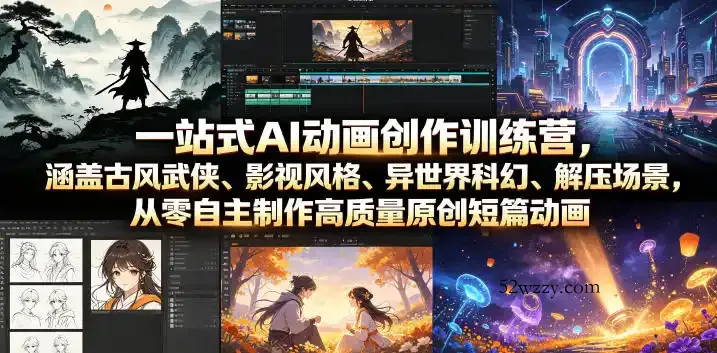 一站式AI动画创作训练营,涵盖古风武侠、影视风格、异世界科幻、解压场景,从零自主制作高质量原创短篇动画