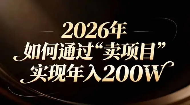 站在2026年的十字路口：一个普通人如何通过卖项目实现年入200万-微众资源