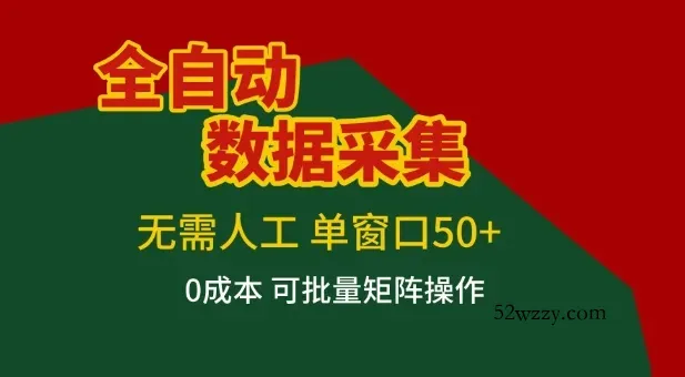全自动数据采集项目，无需人工，单窗口可达50+收益，操作简单无难度，一个人也能轻松实现矩阵【揭秘】-微众资源