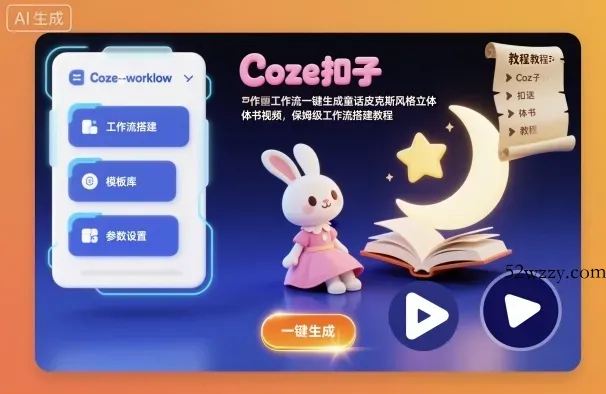 Coze扣子工作流一键生成童话皮克斯风格立体书视频，保姆级工作流搭建教程-微众资源