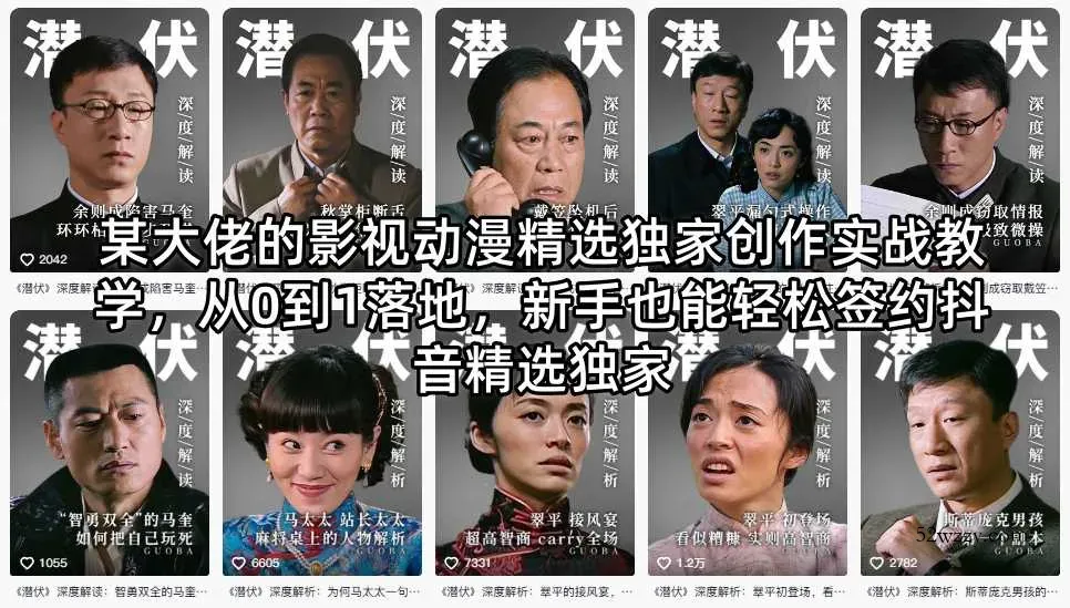 某大佬的影视动漫精选独家创作实战教学，从0到1落地，新手也能轻松签约抖音精选独家-微众资源