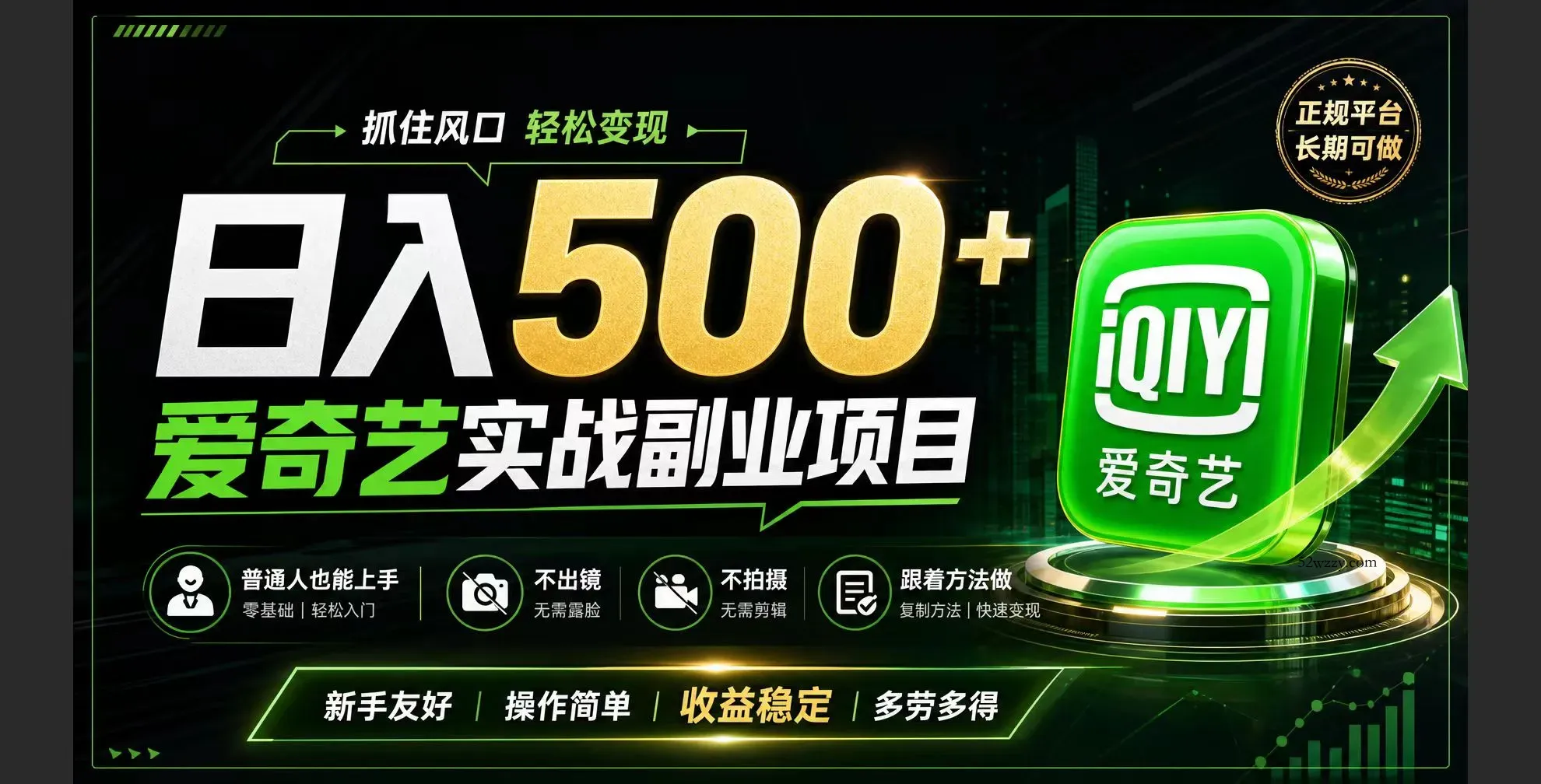 普通人必做的爱奇艺赛道变现!稳定日500+,翻身的机会真来了!抓住风口！-微众资源