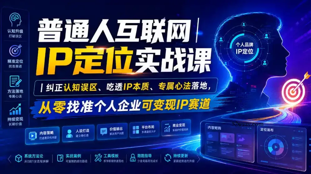 普通人互联网IP定位实战课｜纠正认知误区、吃透IP本质、专属心法落地，从零找准个人企业可变现IP赛道-微众资源