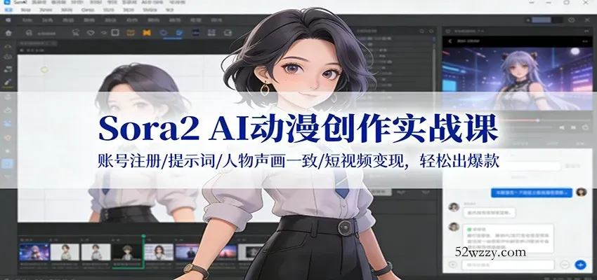 Sora2 AI动漫创作实战课：账号注册/提示词/人物声画一致/短视频变现，轻松出爆款-微众资源