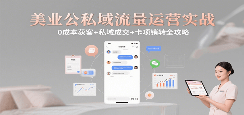 美业公私域流量运营实战：0成本获客+私域成交+卡项销转全攻略-微众资源