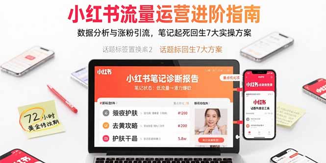 小红书流量运营进阶指南，数据分析与涨粉引流，笔记起死回生7大实操方案-微众资源