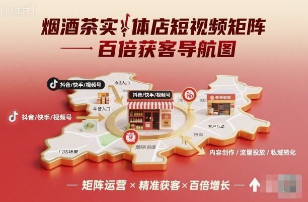 烟酒茶实体店短视频矩阵百倍获客导航图-微众资源