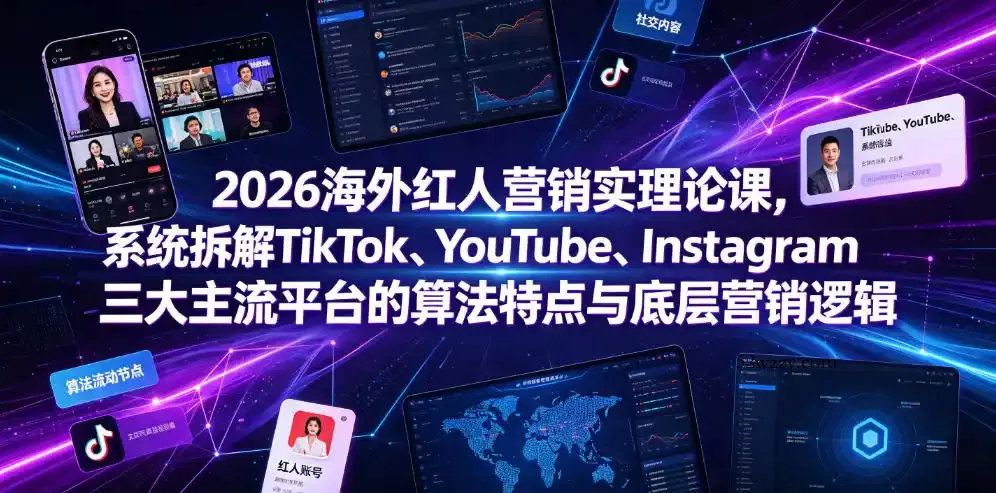 2026海外红人营销实理论课，系统拆解TikTok、YouTube、Instagram三大主流平台的算法特点与底层营销逻辑-微众资源