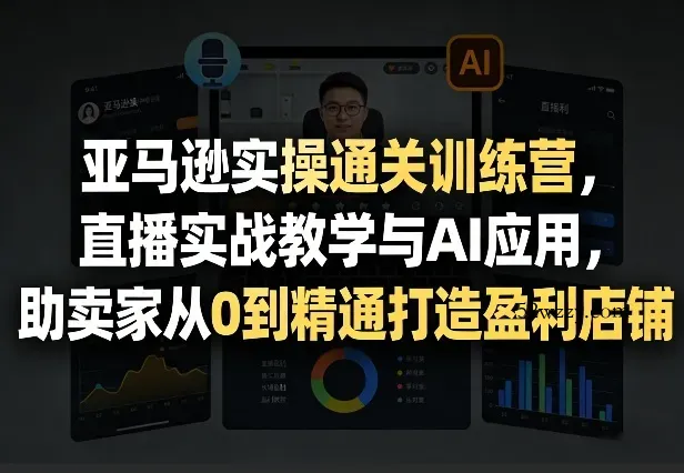 亚马逊实操通关训练营，直播实战教学与AI应用，助卖家从0到精通打造盈利店铺(更新4月17日)-微众资源