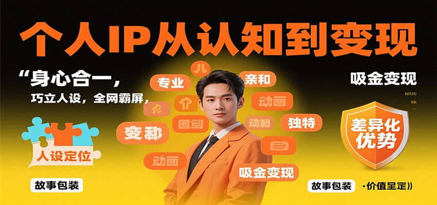 个人IP从认知到变现，身心合一，巧立人设，全网霸屏，吸金变现-微众资源