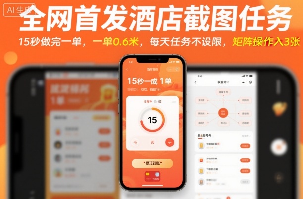 全网首发酒店截图任务，15秒做完一单，一单0.6米，每天任务不设限，矩阵操作日入3张【揭秘】-微众资源
