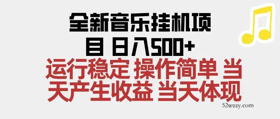 2025全新音乐挂机项目 操作简单,单机当天收益500+,收益无上限,可矩阵操作-微众资源