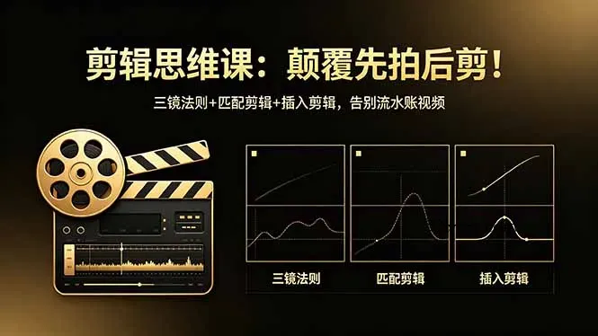 剪辑思维课：颠覆先拍后剪！三镜法则+匹配剪辑+插入剪辑，告别流水账视频-微众资源