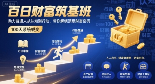 百日财富筑基班，助力普通人从认知到行动，带你解锁顶级财富密码-微众资源