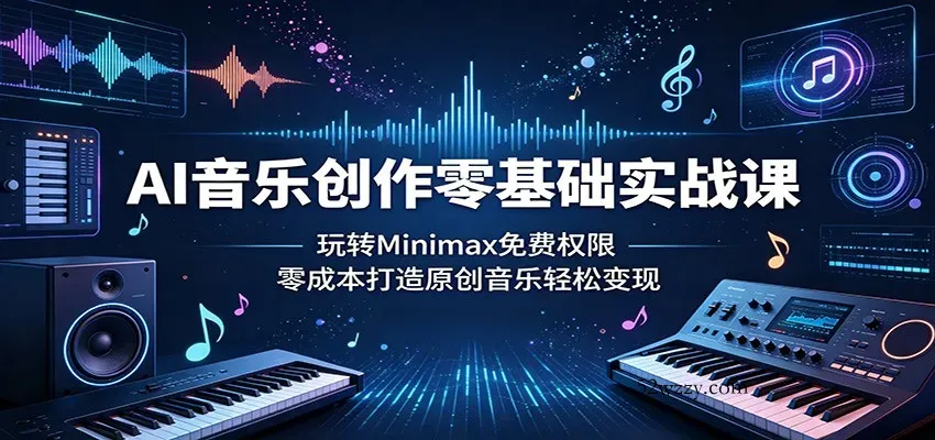 AI音乐创作零基础实战课：玩转Minimax免费权限，零成本打造原创音乐轻松变现-微众资源