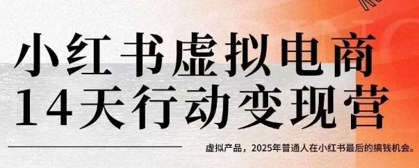 小红书虚拟电商14天变现训练营，虚拟产品，2025年普通人在小红书最后的搞钱机会-微众资源
