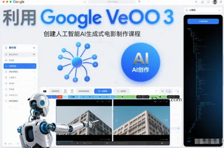 利l用Google Veo 3创建人工智能AI生成式电影制作课程，使用人工智能的力量创建令人惊叹的视频-微众资源