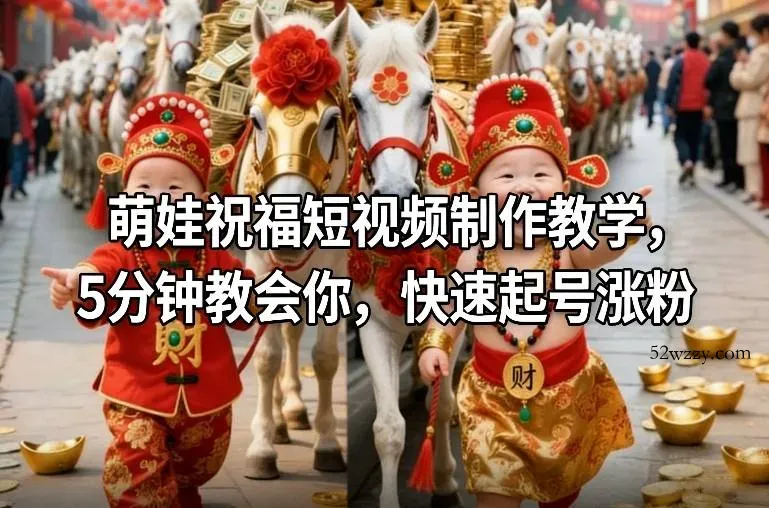 萌娃祝福短视频制作教学，5分钟教会你，快速起号涨粉-微众资源